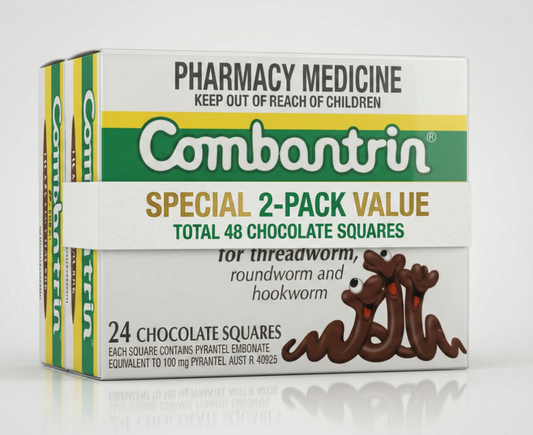 Combantrin chocholate squares family multi pack on a white background